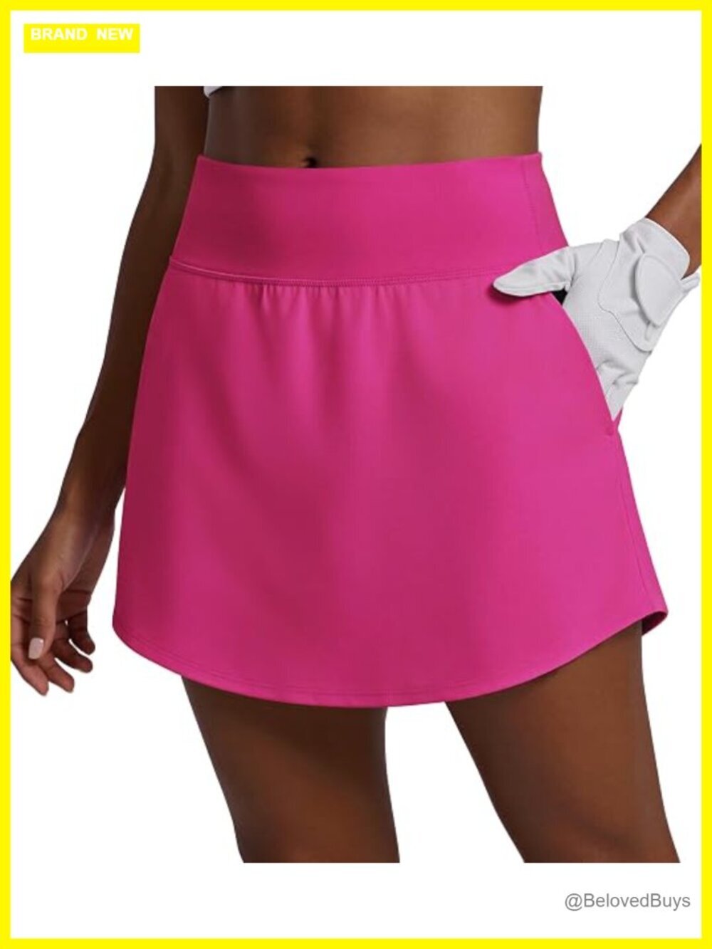16" High Waisted Golf Skirt with Pockets Curved Hem Athletic Skort for Tennis